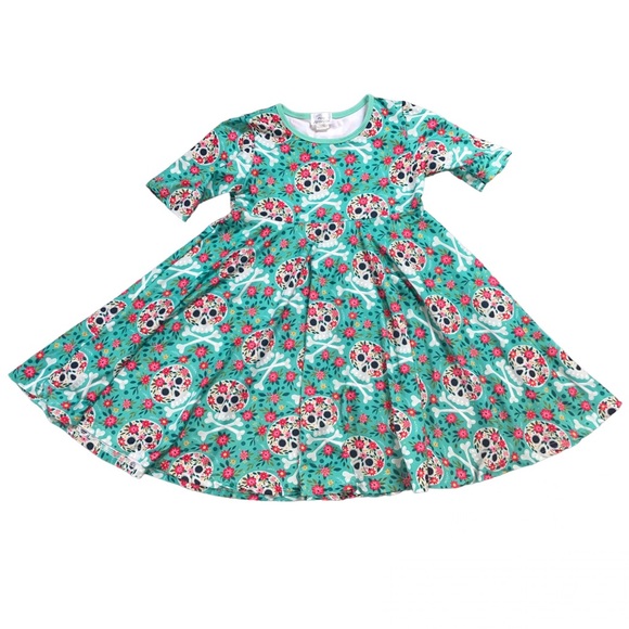 LITTLE MISS MARMALADE Girls Sugar Skull Fit & Flare Short Sleeve Dress Size 8 - Picture 2 of 8